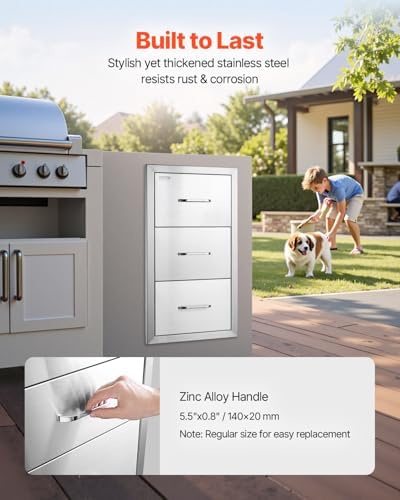 VEVOR Outdoor Kitchen Drawers 16"W x 28.5"H x 20.5"D Stainless...