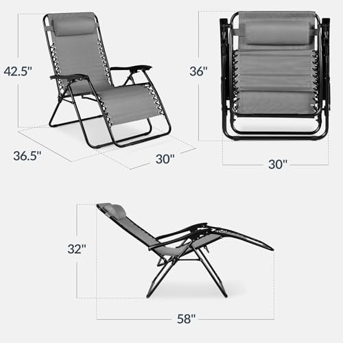 Best Choice Products Set of 2 Extra Wide Adjustable Steel Mesh Zero Gravity L...
