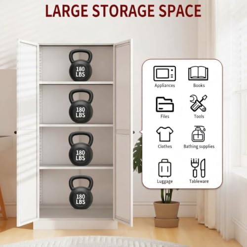 AQY Kitchen Pantry Cabinet,61" White Pantry Storage Cabinet with 4 Tier ...