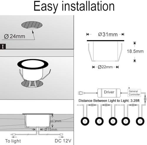 LED Deck Lights Kit, 30 Pack Φ1.22" Low Voltage WiFi Smart Recessed RGBW...