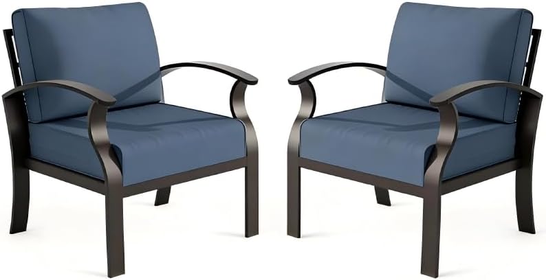 Aluminum 2-Seat Patio Furniture Set, Metal Outdoor Furniture Sectional Sofas ...