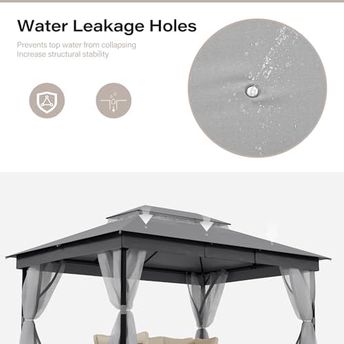 LAUSAINT HOME 10x13 Upgraded Gazebo with Netting and Double Roof