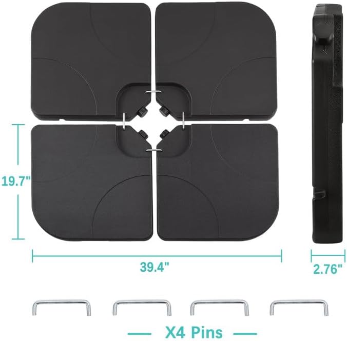 VECELO 4-Piece Heavy-Duty Cantilever Offset Patio Umbrella Base/Stand Outdoor...