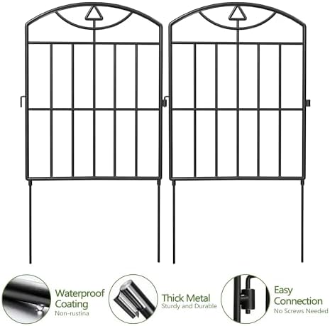 17in (H) x10.5ft (L), 10 Panels No Dig Decorative Garden Fence