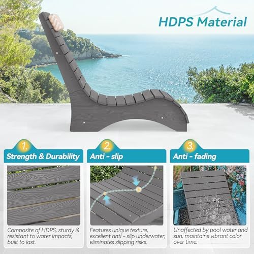 Pool Chairs Set of 2, Fade-Proof for Shallow Water with Headrest | Anti-Float...