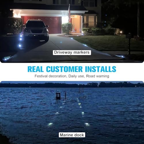 VOLISUN Solar Deck Driveway Dock Lights,Solar Pathway Lights,White 12 Pack | ...