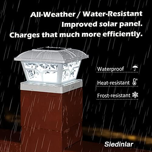 SIEDiNLAR Solar Post Cap Lights Outdoor 2 Modes, 4 Pack, White, Warm/White | ...