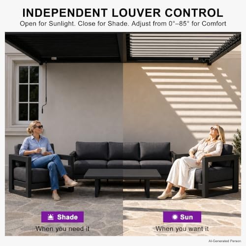 PURPLE LEAF Wall Mounted Pergola 10' x 20' Louvered Pergola,Aluminum ...
