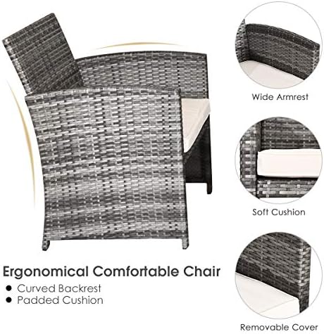 Tangkula 4 Pieces Wicker Patio Conversation Set, Outdoor Furniture