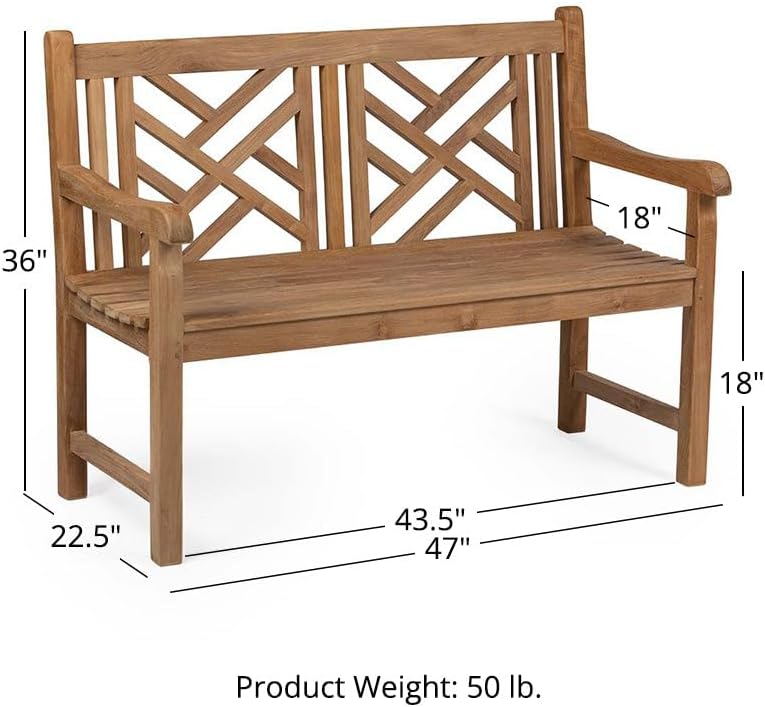 TITAN GREAT OUTDOORS Ash & Ember Summit Grade A Teak 47" Bench, Seat...