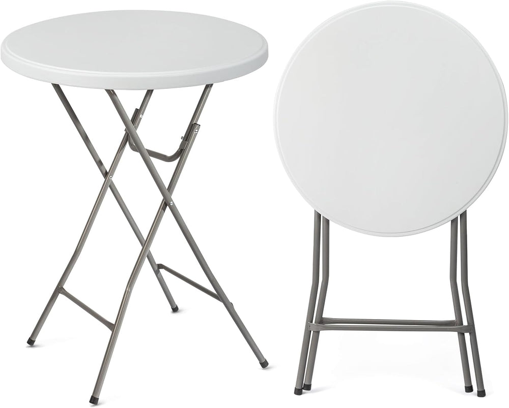 VINGLI 32" Plastic Folding Round Table Bar Height, HDPE Matrial with Gra...