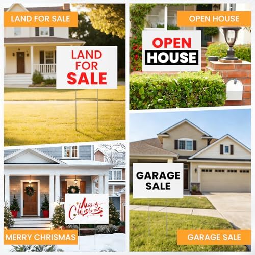 20 Pack Yard Signs,Metal Stakes, 17 x 12 Inches, Corrugated Plastic Board