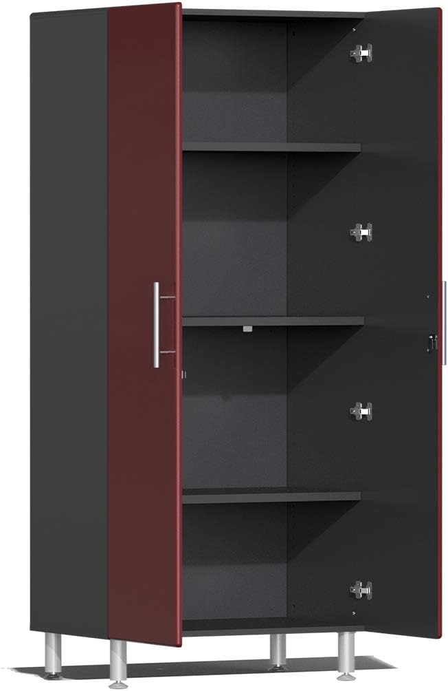 Ulti-MATE UG22091R 9-Piece Garage Cabinet Kit with Channeled Worktop in Ruby ...