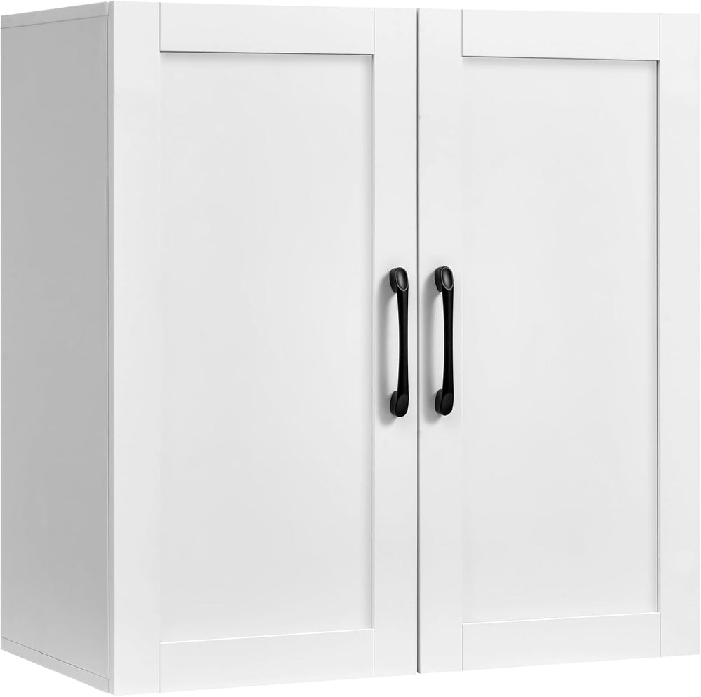 Wall Mounted Cabinet, Laundry Cabinet, 2 Doors, Adjustable Shelves, White