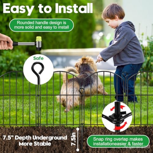 Decorative Garden Fence 17in (H) x15ft (L),Arched Rustproof Metal No Dig