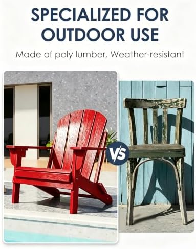 Folding Adirondack Chairs Set, All-Weather Resistant HDPE Sturdy Outside Chai...