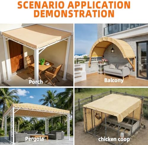 JUNFLYING 90% Shade Cloth 12x20ft, Patio Pergola Sun Cover with Grommets