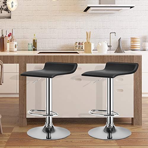COSTWAY Set Swivel Bar Stools Adjustable Contemporary Modern Design Chrome Hy...