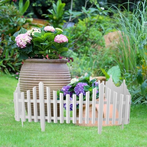 5 Pcs Flexible Picket Fence Garden Border, Plastic Decorative Landscape Edgin...