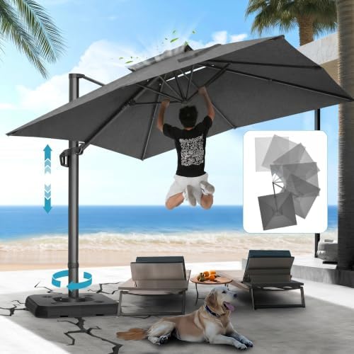 HOTEEL 10x10ft Patio Umbrella Cantilever Umbrella Double Top - Upgrade and In...