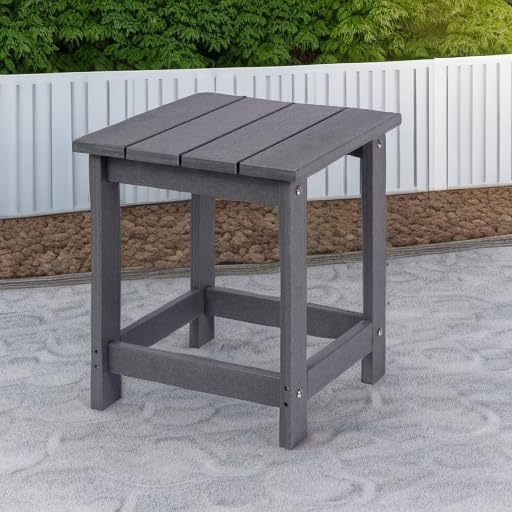 LZRS Adirondack Square Outdoor Side Table for Patio, Pool Composite Patio Tab...