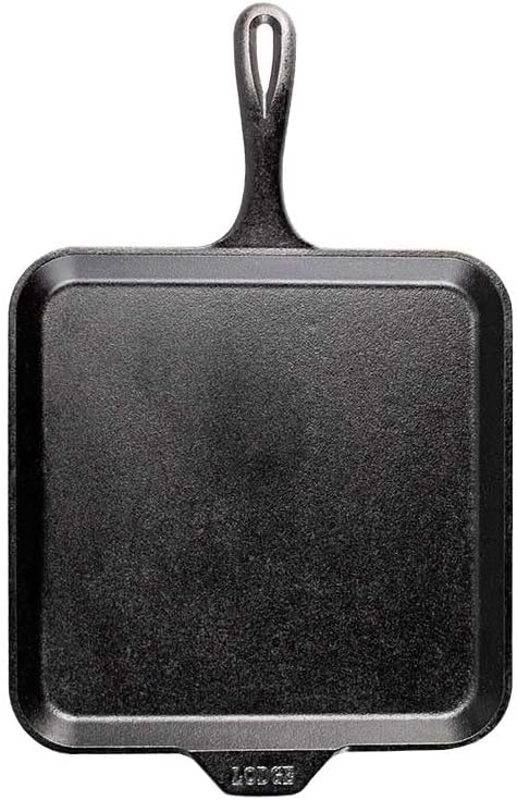 Lodge Seasoned Cast Iron Square Griddle - 11 Inches - Durable Pan - Cast Iron...