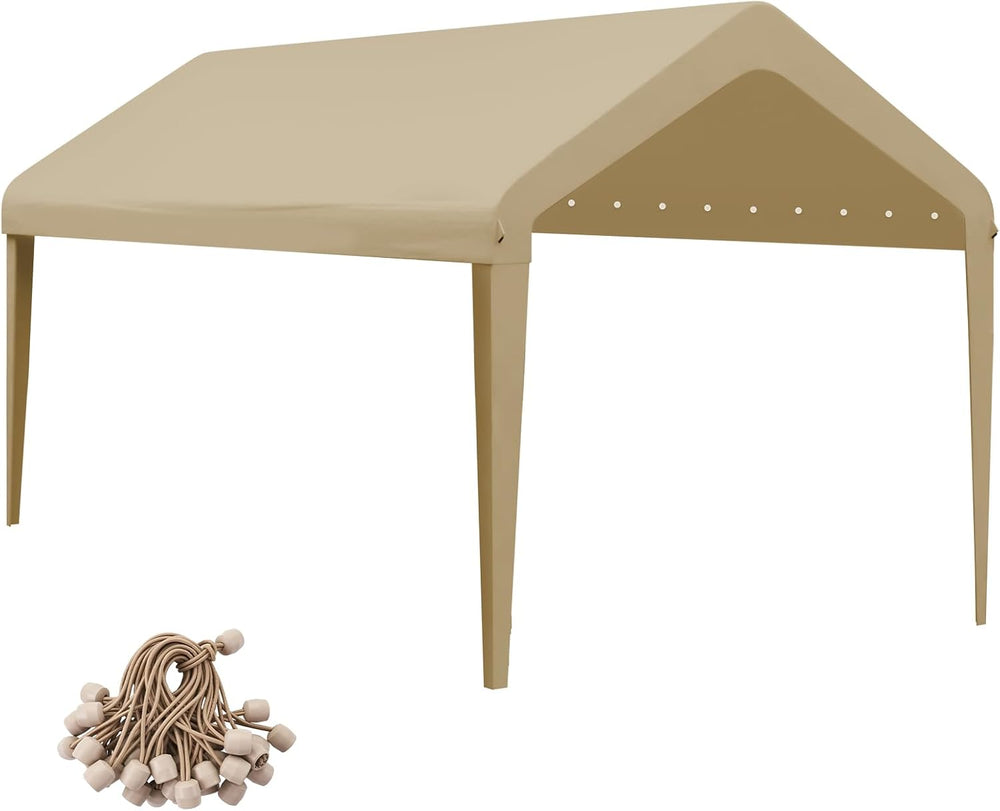 10x20 FT Car Canopy Replacement Cover, 800D Waterproof & UV, Beige