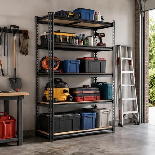 60" H Heavy Duty Storage Shelves, 2400LBS Capacity Metal Shelving Unit, ...