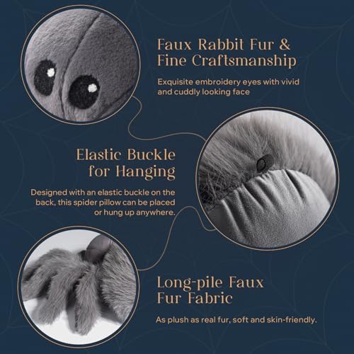 Phantoscope Halloween Spider Shaped Throw Pillow, Faux Fur Tarantula Decorati...