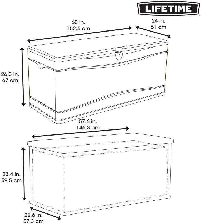 LIFETIME 60298 Heavy Duty Outdoor Storage Deck Box, 130 Gallon, Gray