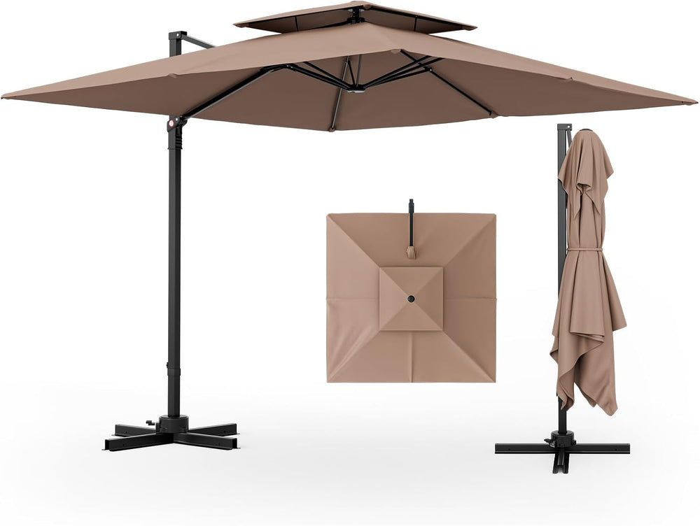 Tangkula 9.5 FT Cantilever Patio Umbrella, Outdoor Square Offset Umbrella wit...