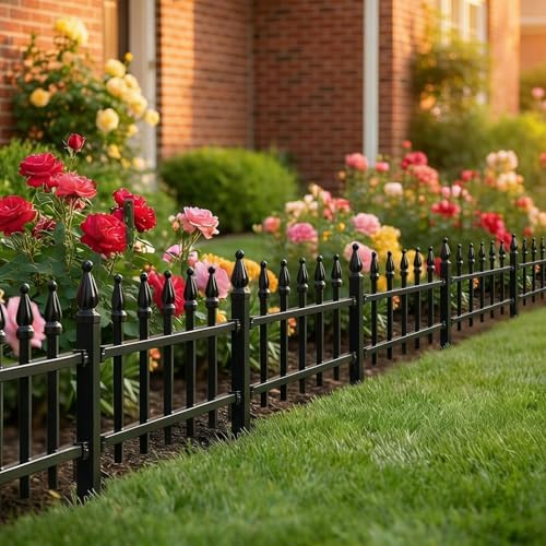 5-Pack Garden Border Fence, 23" W x 17" H, Black