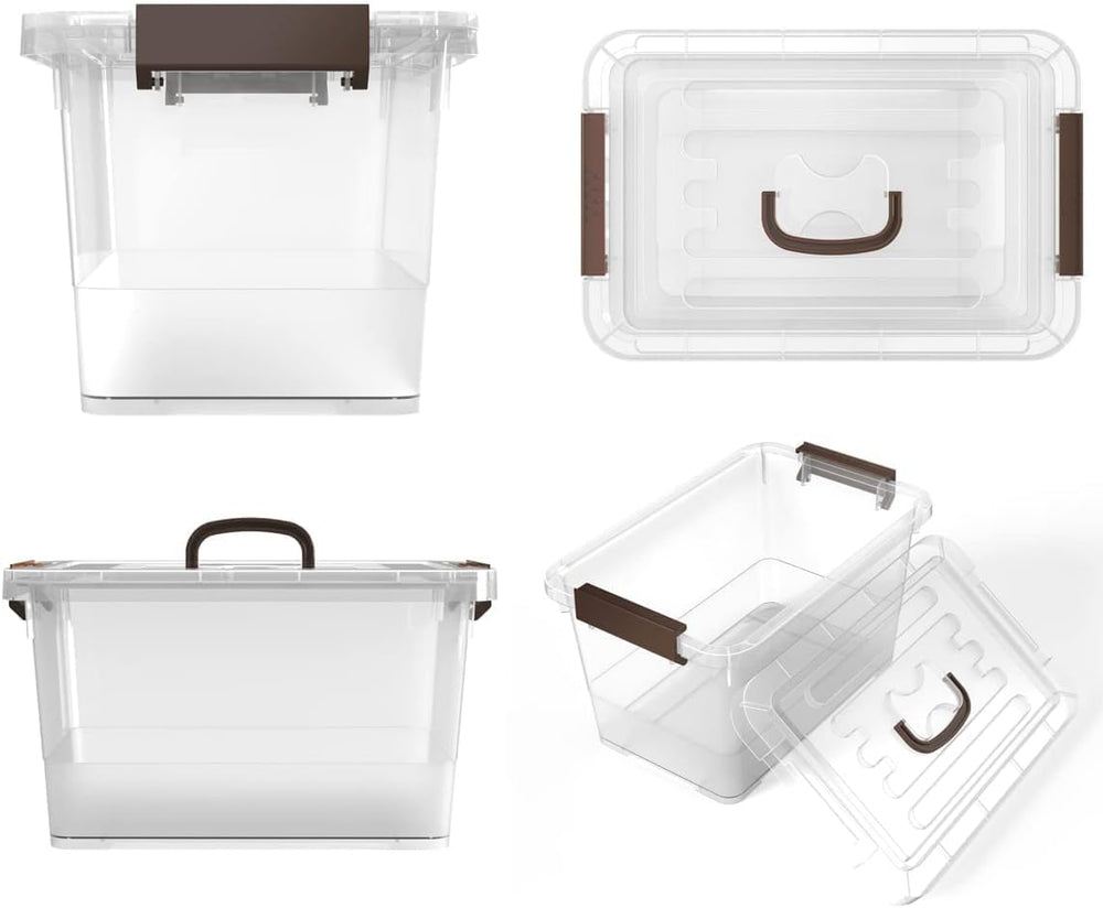 WYT 6-Pack Clear 7 Quart Storage Latch Box/Bins, Plastic Stackable Latching B...
