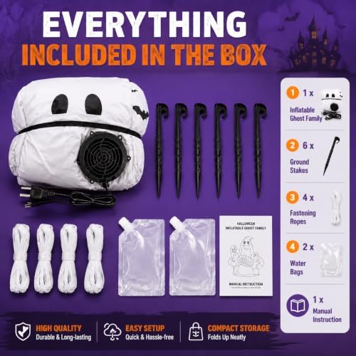 6FT Halloween Inflatable Ghosts Outdoor Decorations, Cute Ghosts Holding Boo ...