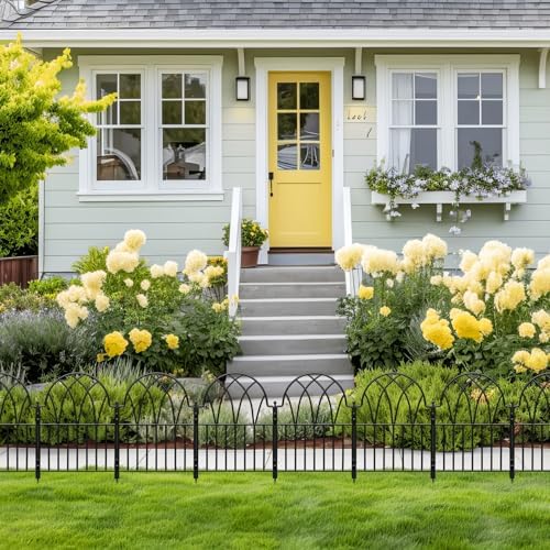 25 Pack Decorative Garden Fence Panels - 26.41Ft Arched Landscape Border with...