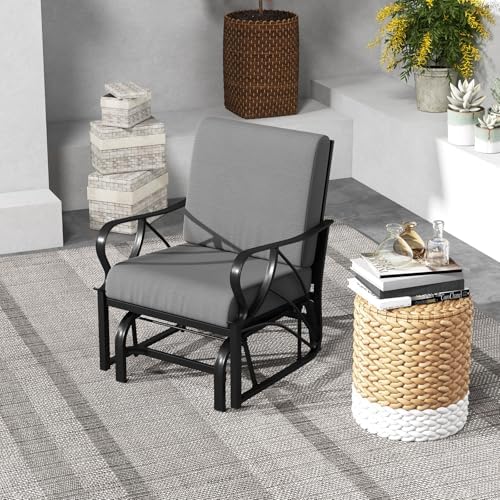 GIANTEX Outdoor Glider, Patio Rocking Chair with Thick Cushion