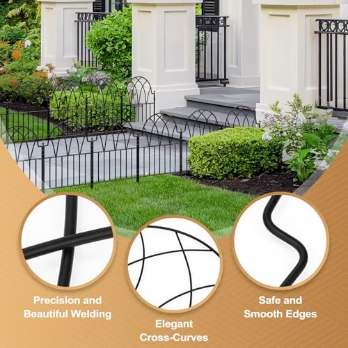 25 Pack Decorative Garden Fence Panels - 26.41Ft Arched Landscape Border with...