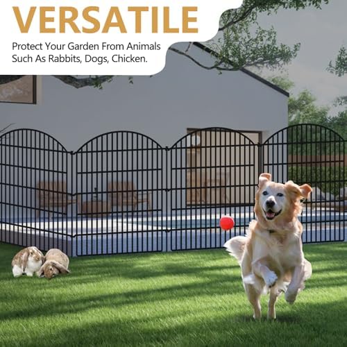 10 Panels Decorative Garden Fence, 40in (H) X 24ft (L) No Dig Dog Fences Outd...