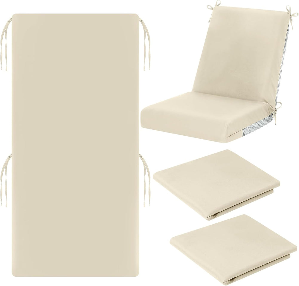 2 Pcs 2 Pcs High Back Chair Cushion Covers, Beige, 44'' X 21''
