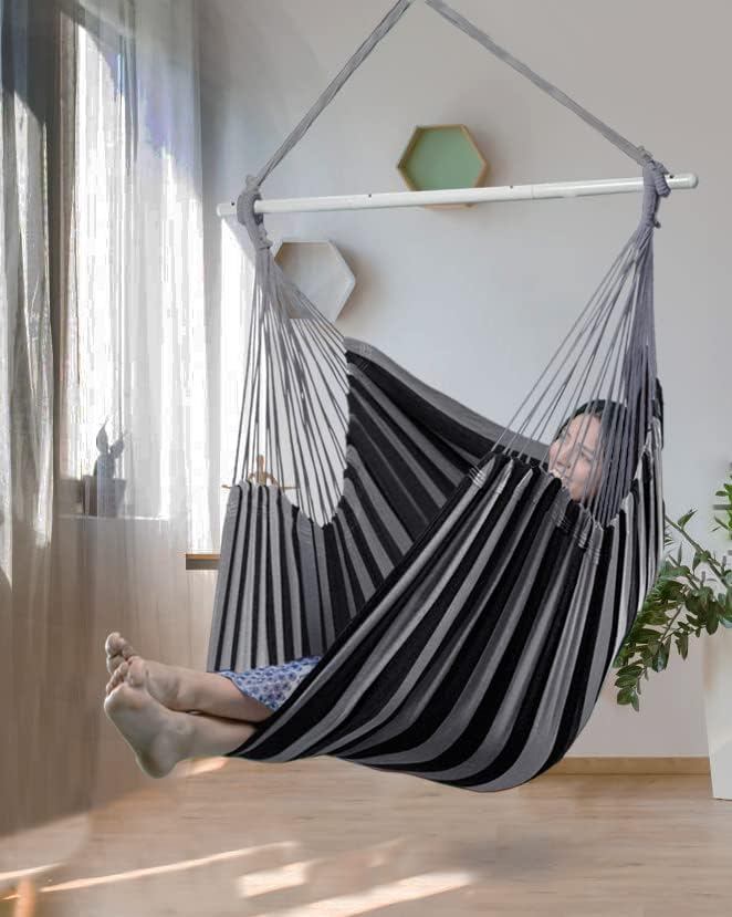 XXL Hammock Chair Hanging Rope Swing with 2 Cushions - Max 500lbs-Perfect for...