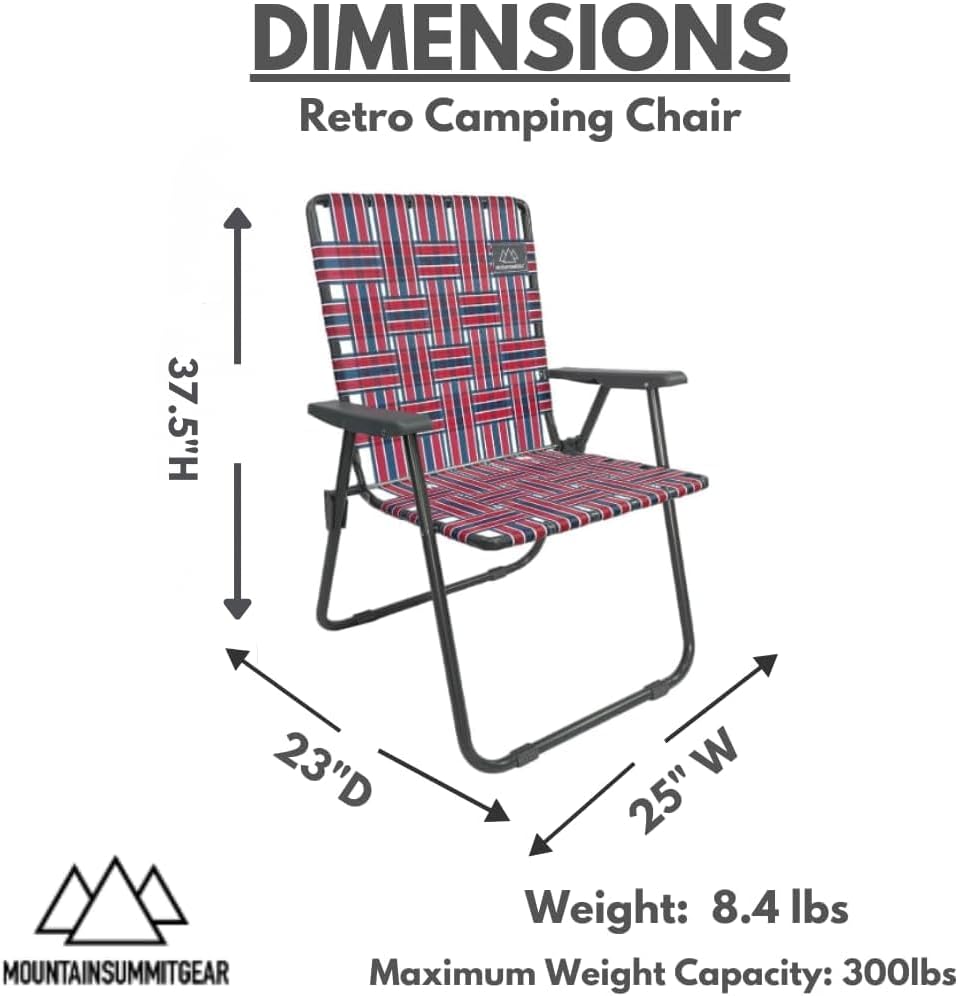 MOUNTAIN SUMMIT GEAR Retro Webbed Camping Chair - Lightweight, Foldable, Dura...