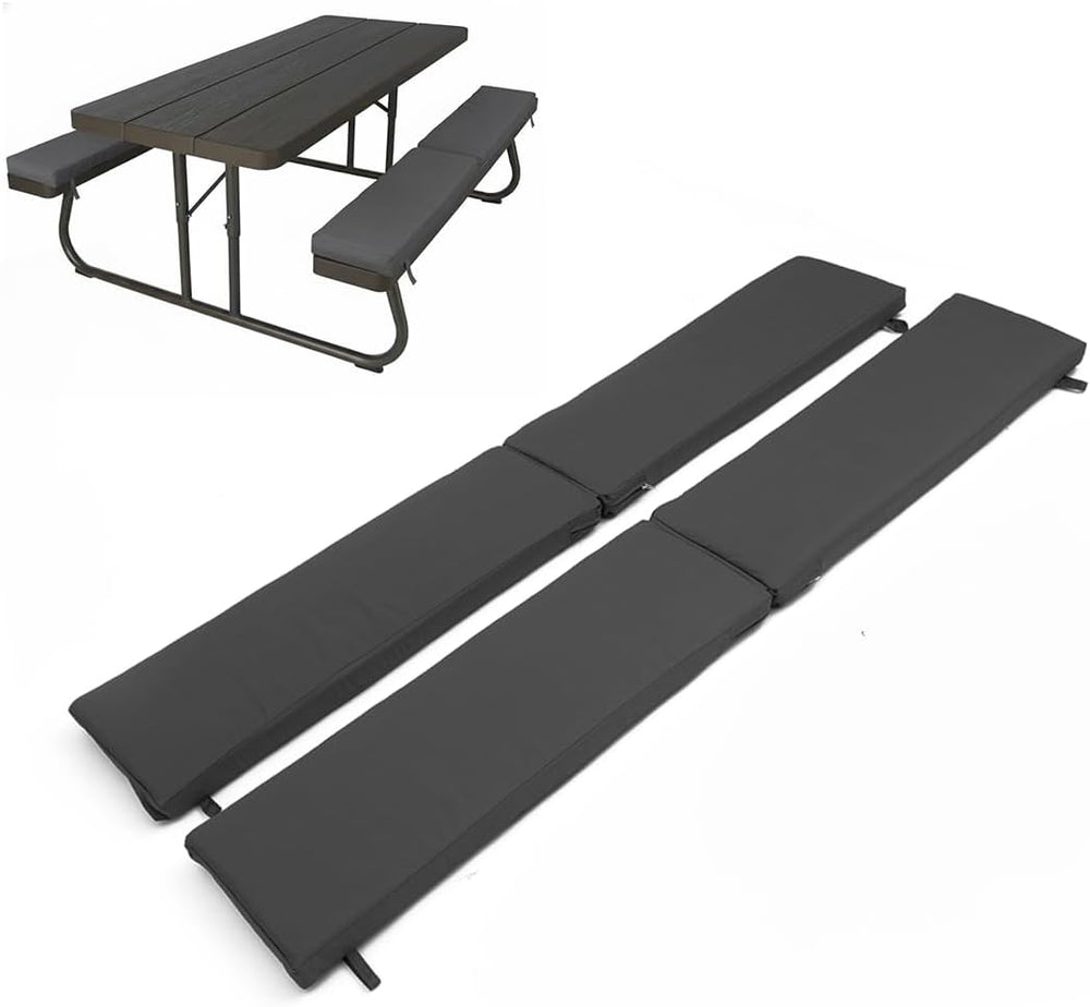 Picnic Bench Cushions 2 Pack, Outdoor Picnic Bench Seat Pads – Water-Resistan...