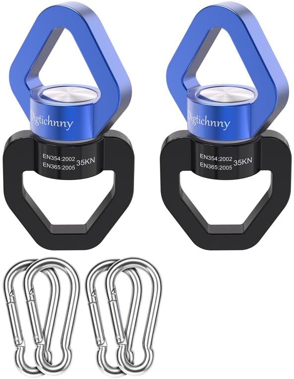 35KN Swing Swivel with Swivel Carabiner, Black Blue, 2 Pack