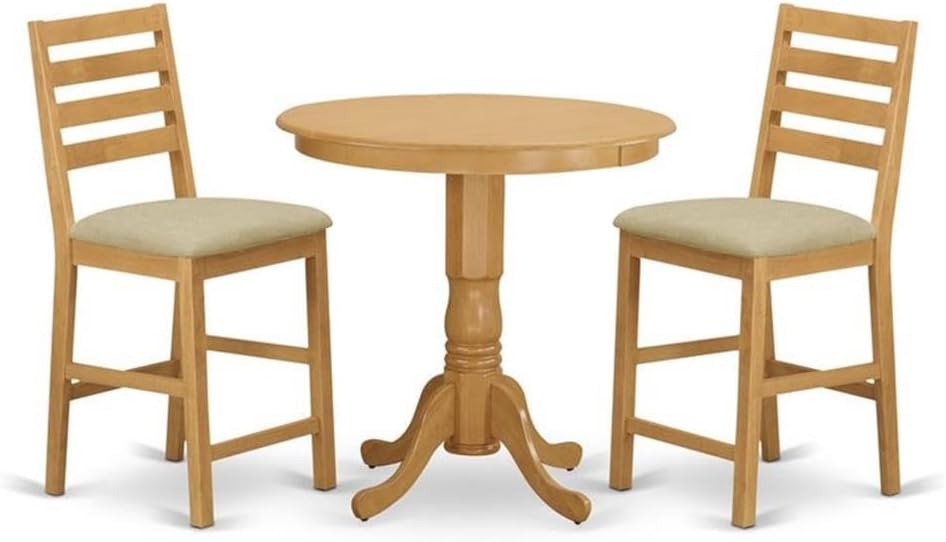 East West Furniture JACF3-OAK-C 3 Piece Kitchen Counter Height Dining Table S...