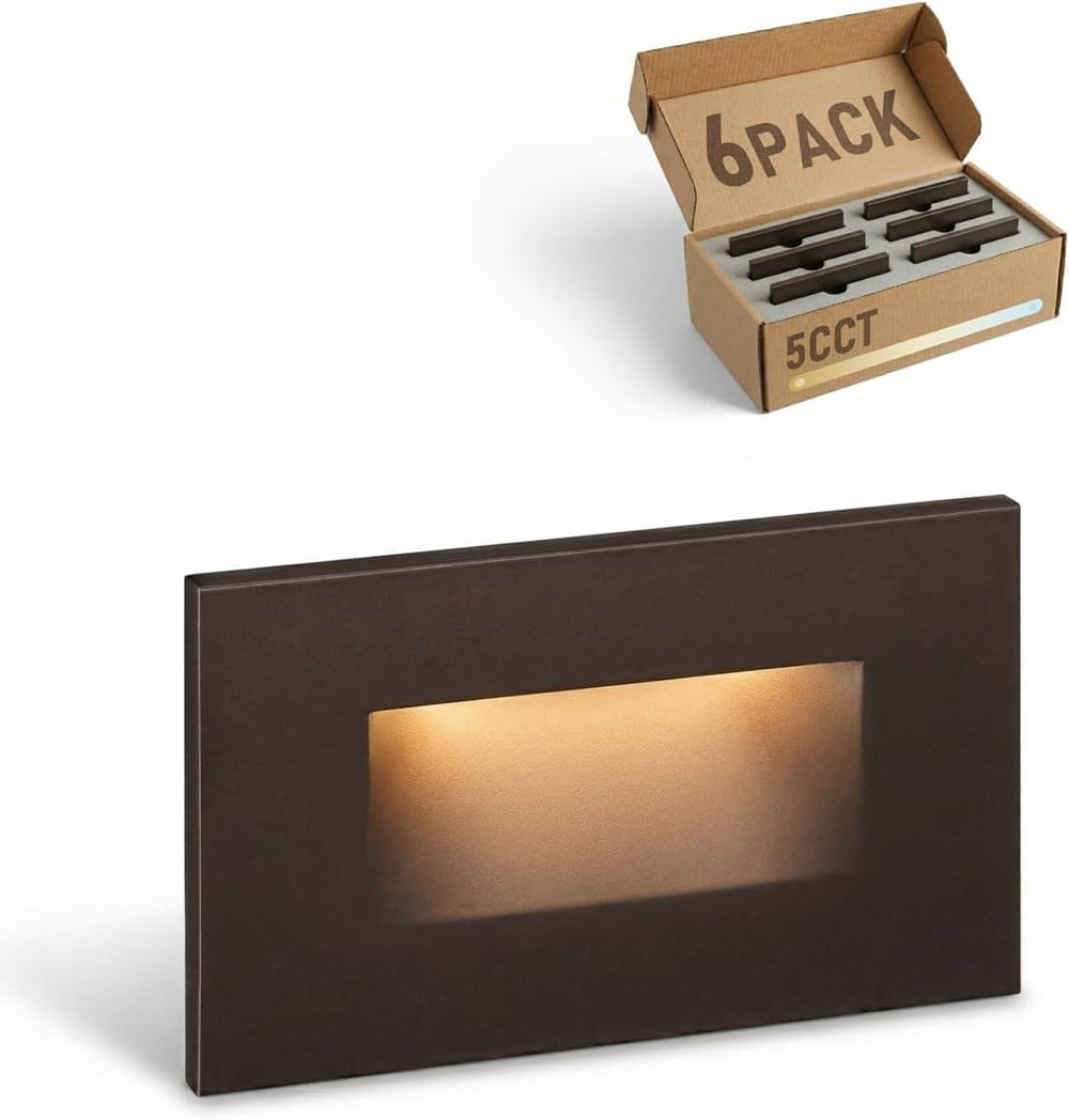 LEONLITE 6-Pack 5CCT 120V LED Step Lights, Horizontal, Oil Rubbed Bronze