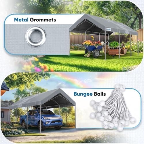 ADVANCE OUTDOOR 10x20 ft Carport Replacement Top Cover, Heavy Duty Waterproof...