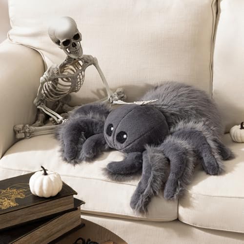 Phantoscope Halloween Spider Shaped Throw Pillow, Faux Fur Tarantula Decorati...