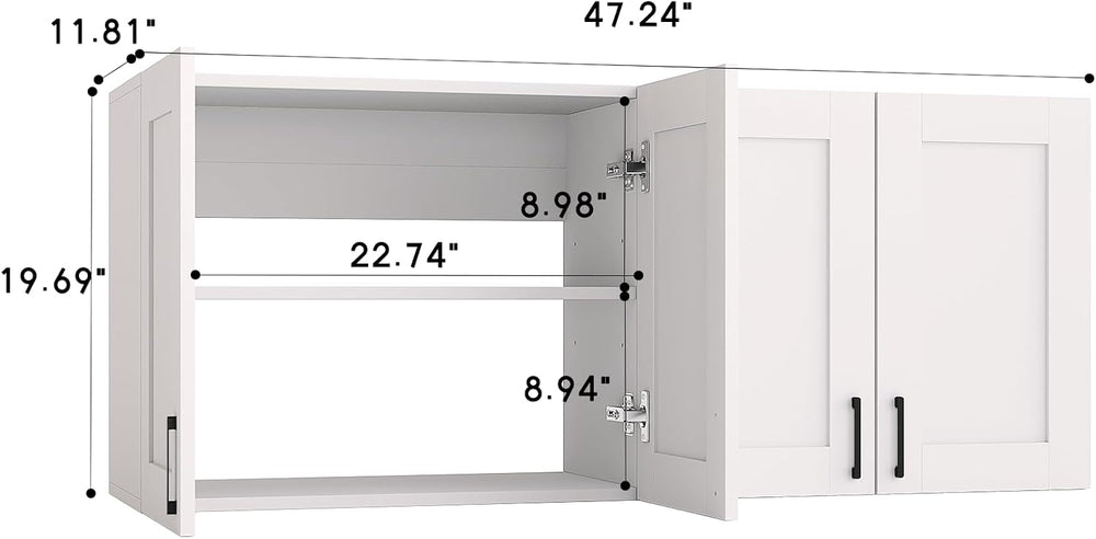 White Laundry Room Cabinets and Storage with 4 Doors and Utility Adjustable S...