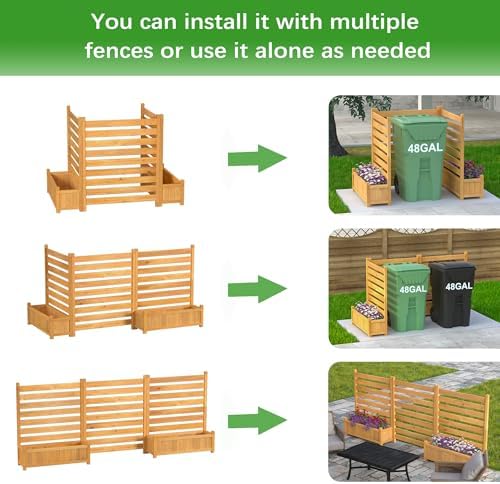 GDLF Air Conditioner Fence, Outdoor Wood AC Unit Privacy Screen, 3-Panel
