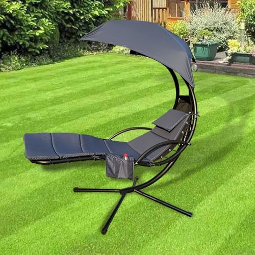 Outdoor Hanging Lounge Chair Cushion with Umbrella – High-Resilience Sponge, ...